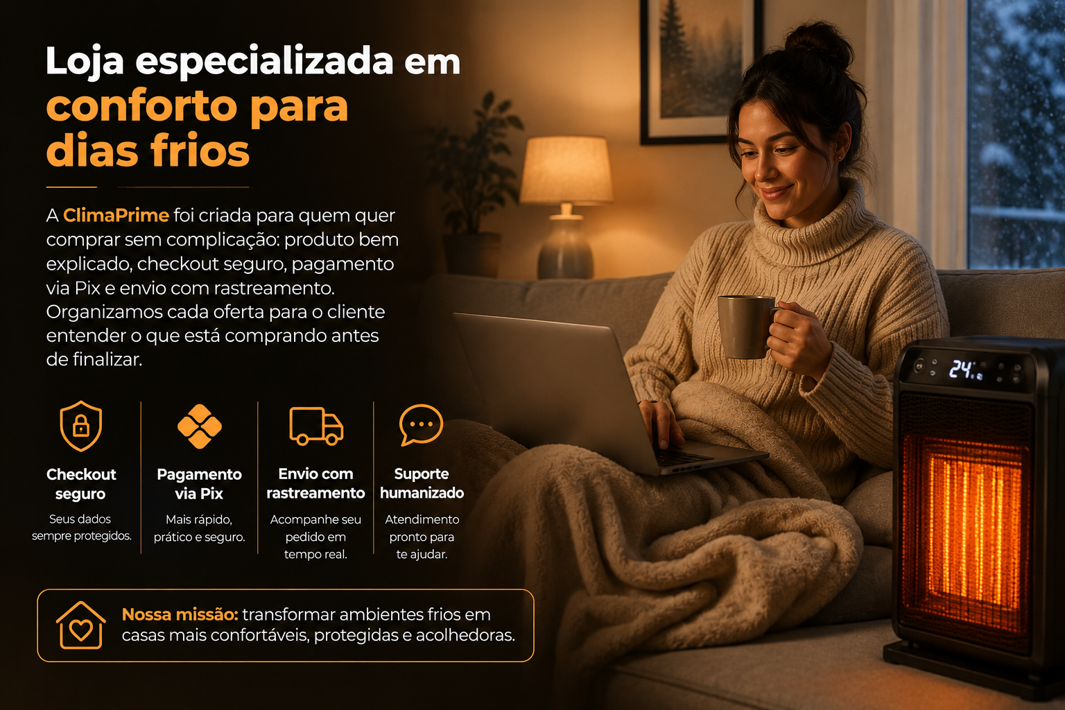 Aquecedor portátil em destaque