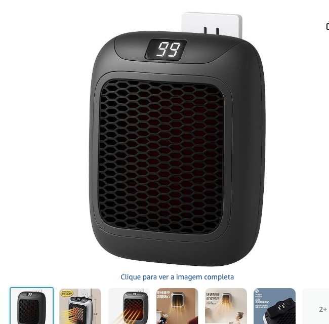 Mini Aquecedor Pequeno Portátil de Tomada 110V 800W